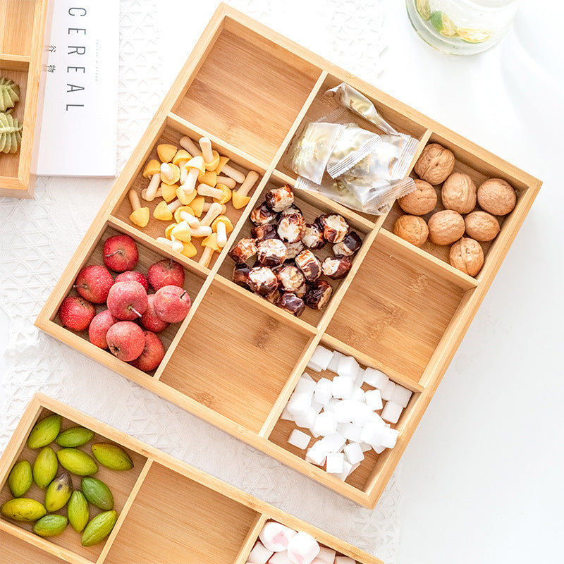 Bamboo And Wood Creative Dry Fruit Box Household Living Room Nut Candy Box Snack Snack Dry Fruit Tray Miscellaneous Brocade Storage Box